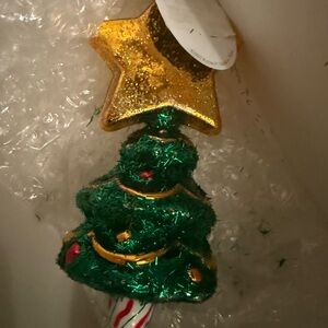 Christopher Radko Gold Star and Green Tree Ornament